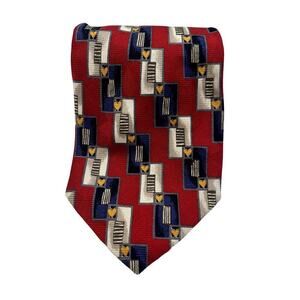 Robert Talbott Men's Necktie Tie 100% Silk Red Letters Hearts Pattern